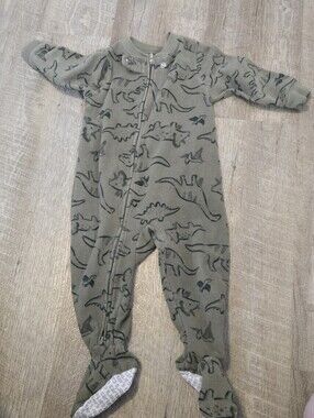 Carter's Olive Green Dinosaur Footed One-Piece